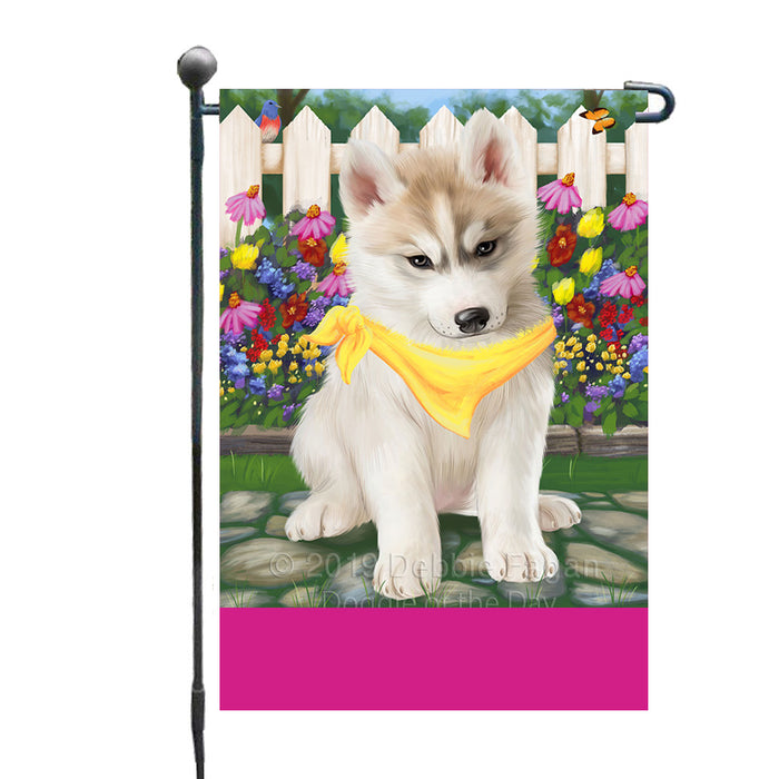 Personalized Spring Floral Siberian Husky Dog Custom Garden Flags GFLG-DOTD-A63008