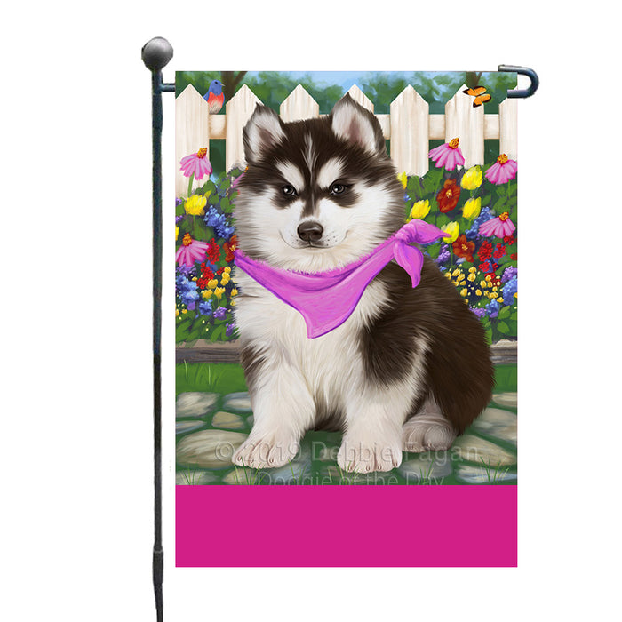 Personalized Spring Floral Siberian Husky Dog Custom Garden Flags GFLG-DOTD-A63009
