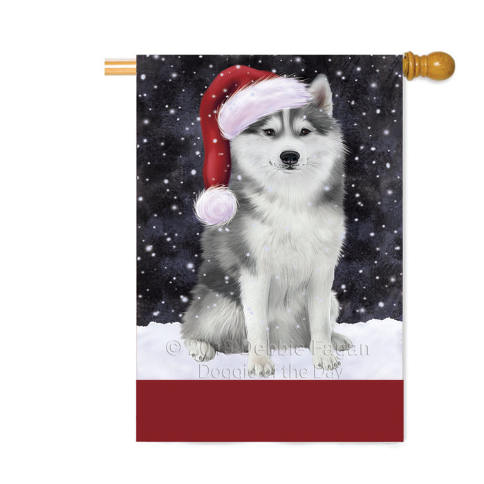 Personalized Let It Snow Happy Holidays Siberian Husky Dog Custom House Flag FLG-DOTD-A62510