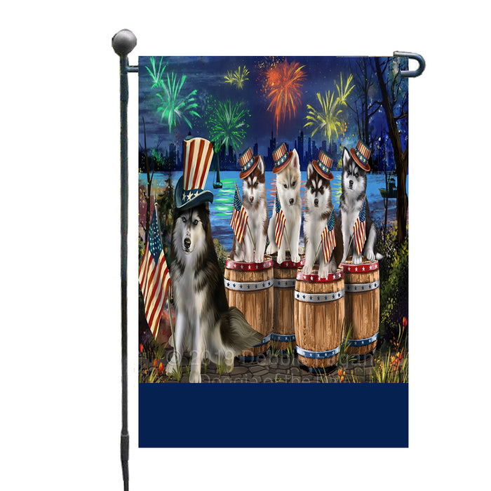 Personalized 4th of July Firework Siberian Husky Dogs Custom Garden Flags GFLG-DOTD-A58107