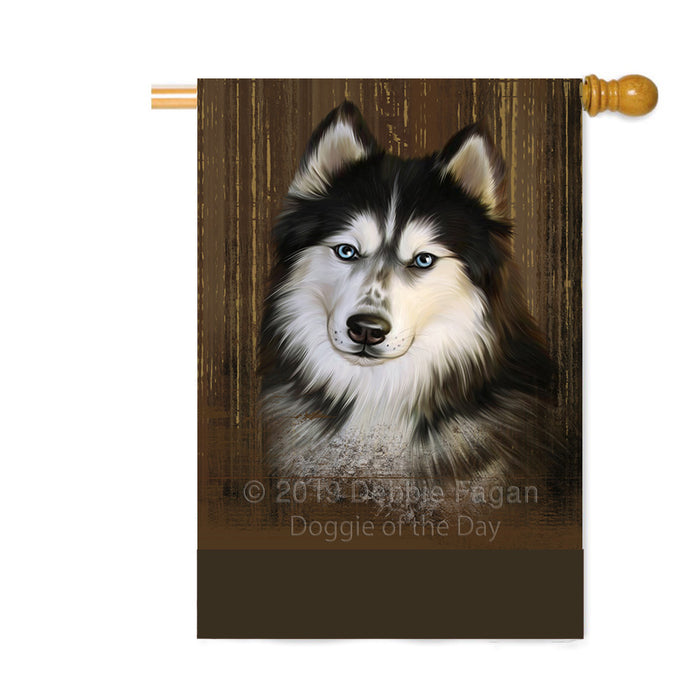 Personalized Rustic Siberian Husky Dog Custom House Flag FLG64716