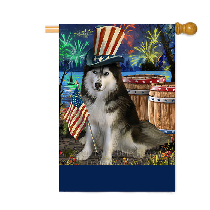 Personalized 4th of July Firework Siberian Husky Dog Custom House Flag FLG-DOTD-A58164