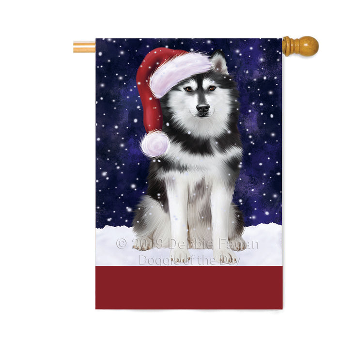 Personalized Let It Snow Happy Holidays Siberian Husky Dog Custom House Flag FLG-DOTD-A62511