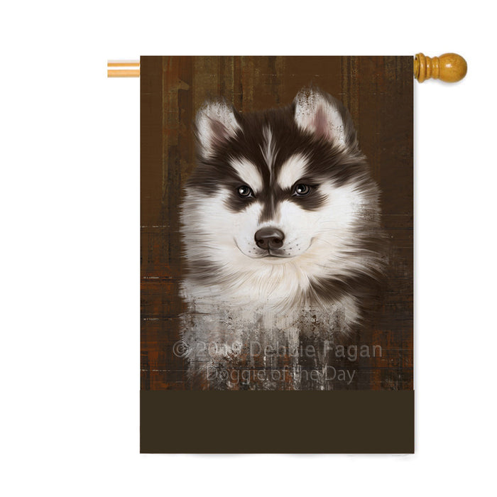 Personalized Rustic Siberian Husky Dog Custom House Flag FLG64717