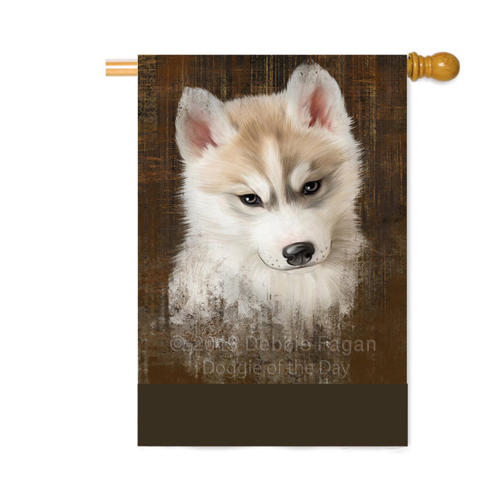 Personalized Rustic Siberian Husky Dog Custom House Flag FLG64718