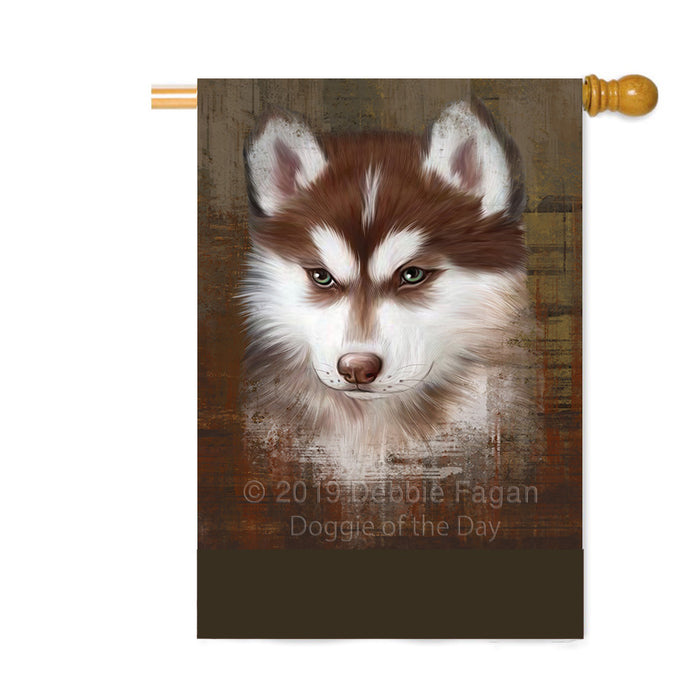 Personalized Rustic Siberian Husky Dog Custom House Flag FLG64719