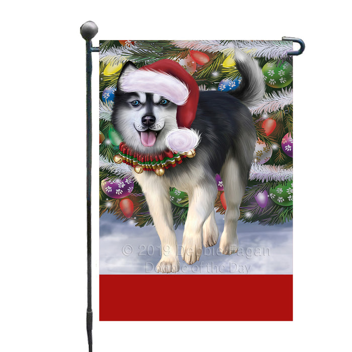 Personalized Trotting in the Snow Siberian Husky Dog Custom Garden Flags GFLG-DOTD-A60801