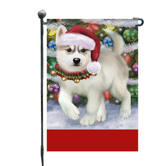 Personalized Trotting in the Snow Siberian Husky Dog Custom Garden Flags GFLG-DOTD-A60802