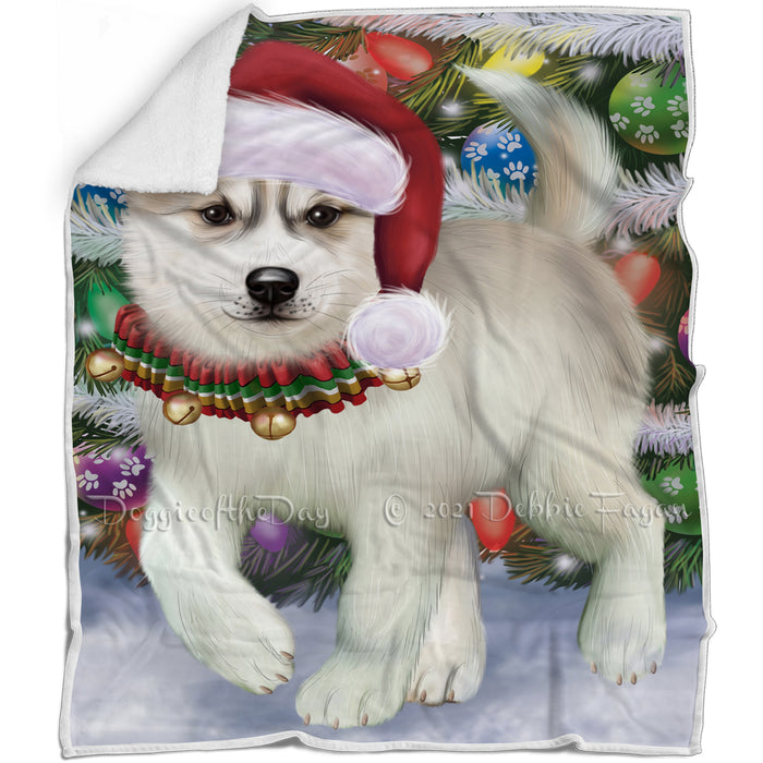 Trotting in the Snow Siberian Husky Dog Blanket BLNKT109875