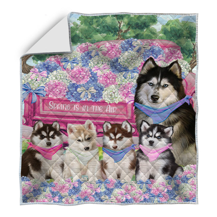 Siberian Husky Quilt: Explore a Variety of Custom Designs, Personalized, Bedding Coverlet Quilted, Gift for Dog and Pet Lovers