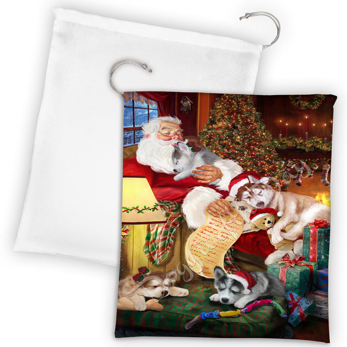 Santa Sleeping with Sphynx Cats Drawstring Laundry or Gift Bag LGB48853