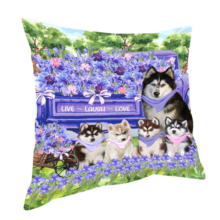 Siberian Husky Pillow, Cushion Throw Pillows for Sofa Couch Bed, Explore a Variety of Designs, Custom, Personalized, Dog and Pet Lovers Gift