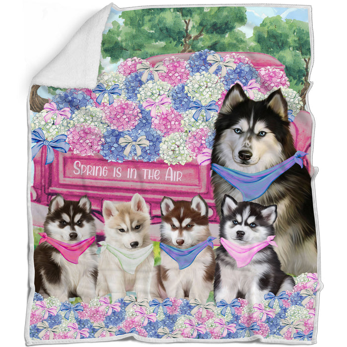 Siberian Husky Blanket: Explore a Variety of Custom Designs, Bed Cozy Woven, Fleece and Sherpa, Personalized Dog Gift for Pet Lovers