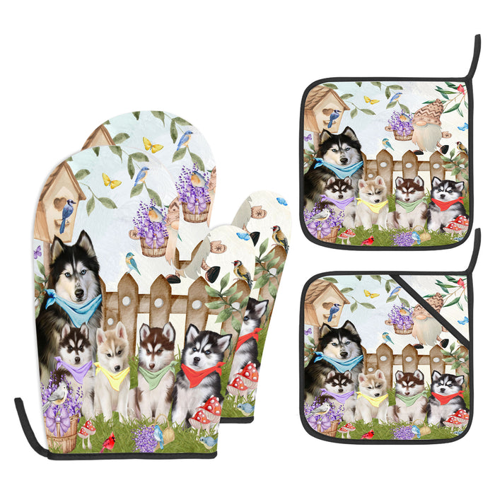 Siberian Husky Oven Mitts and Pot Holder Set, Kitchen Gloves for Cooking with Potholders, Explore a Variety of Designs, Personalized, Custom, Dog Moms Gift