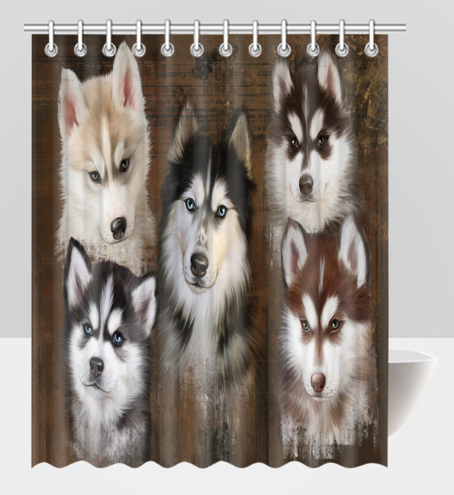 Rustic Siberian Husky Dogs Shower Curtain