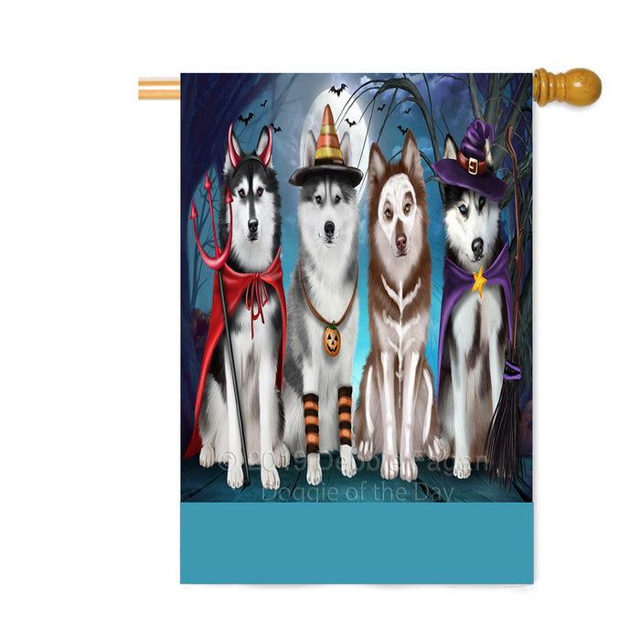 Personalized Happy Halloween Trick or Treat Siberian Husky Dogs Custom House Flag FLG64068