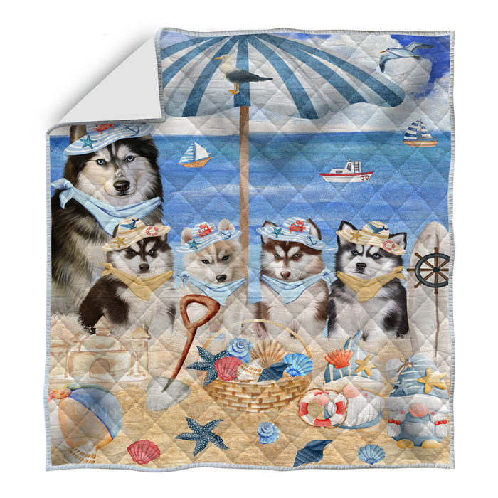 Siberian Husky Bed Quilt, Explore a Variety of Designs, Personalized, Custom, Bedding Coverlet Quilted, Pet and Dog Lovers Gift