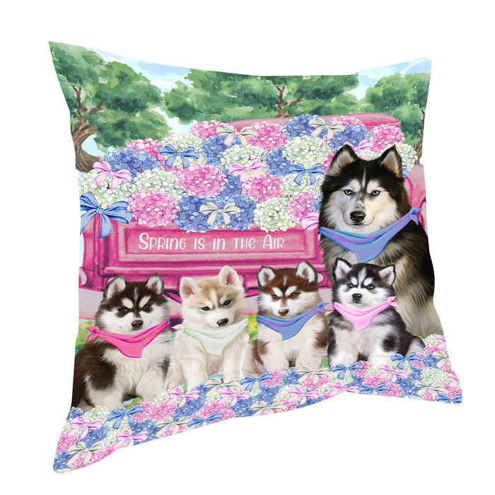 Siberian Husky Throw Pillow: Explore a Variety of Designs, Cushion Pillows for Sofa Couch Bed, Personalized, Custom, Dog Lover's Gifts