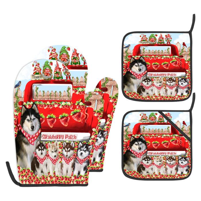 Siberian Husky Oven Mitts and Pot Holder Set, Explore a Variety of Personalized Designs, Custom, Kitchen Gloves for Cooking with Potholders, Pet and Dog Gift Lovers