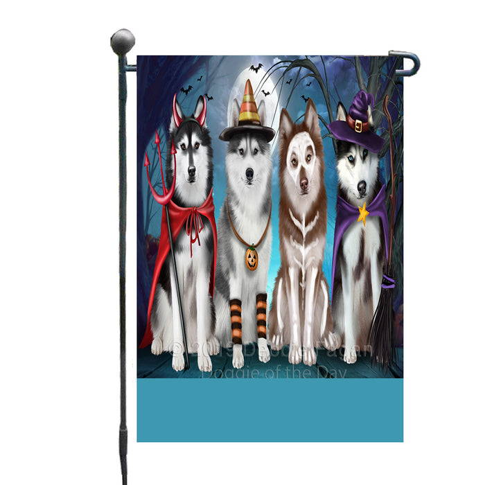 Personalized Happy Halloween Trick or Treat Siberian Husky Dogs Custom Garden Flag GFLG64377