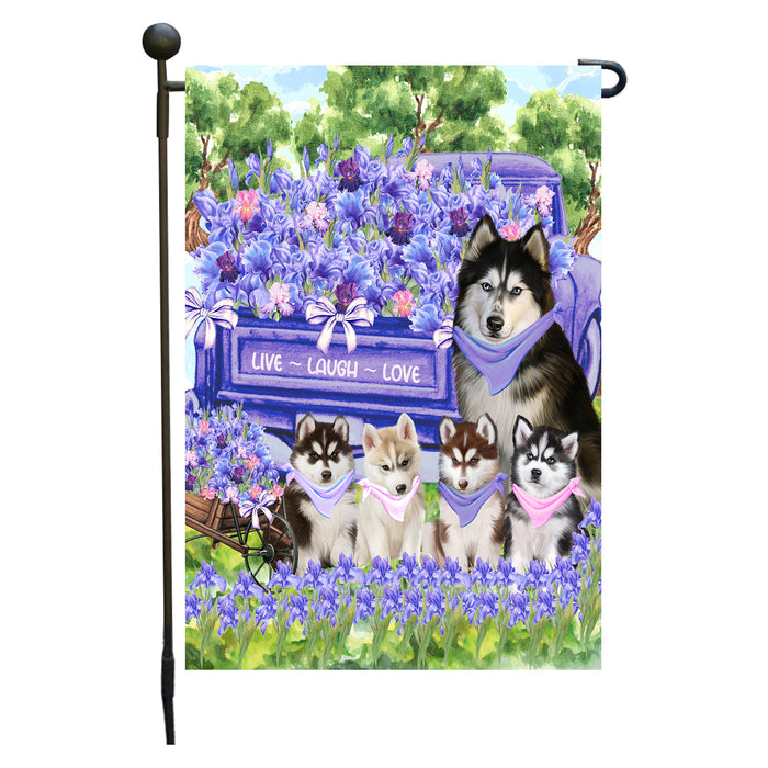 Siberian Husky Dogs Garden Flag for Dog and Pet Lovers, Explore a Variety of Designs, Custom, Personalized, Weather Resistant, Double-Sided, Outdoor Garden Yard Decoration