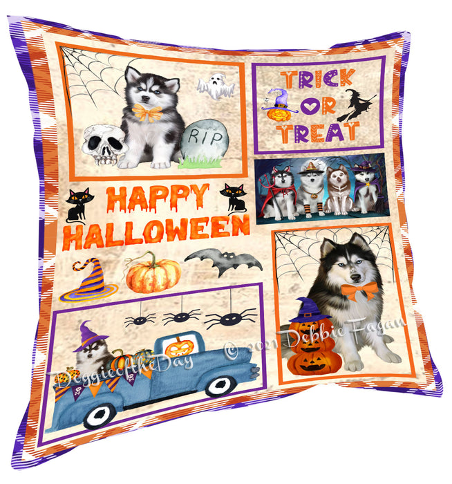 Happy Halloween Trick or Treat Siberian Husky Dogs Pillow with Top Quality High-Resolution Images - Ultra Soft Pet Pillows for Sleeping - Reversible & Comfort - Ideal Gift for Dog Lover - Cushion for Sofa Couch Bed - 100% Polyester
