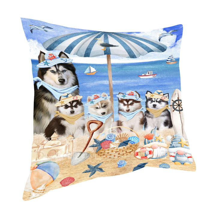 Siberian Husky Pillow, Cushion Throw Pillows for Sofa Couch Bed, Explore a Variety of Designs, Custom, Personalized, Dog and Pet Lovers Gift