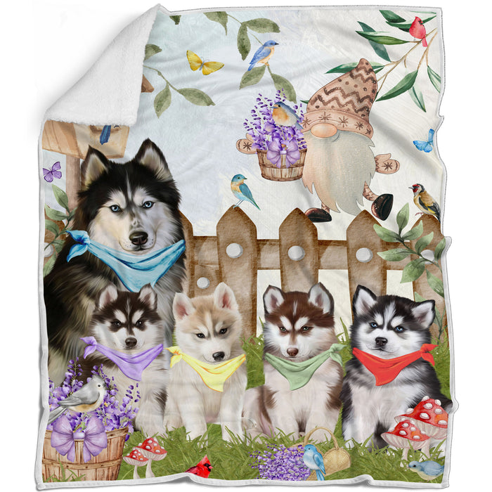 Siberian Husky Bed Blanket, Explore a Variety of Designs, Custom, Soft and Cozy, Personalized, Throw Woven, Fleece and Sherpa, Gift for Pet and Dog Lovers