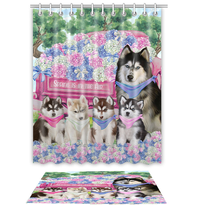 Siberian Husky Shower Curtain & Bath Mat Set - Explore a Variety of Custom Designs - Personalized Curtains with hooks and Rug for Bathroom Decor - Dog Gift for Pet Lovers