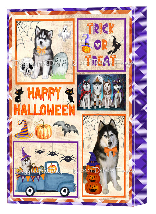 Happy Halloween Trick or Treat Siberian Husky Dogs Canvas Wall Art Decor - Premium Quality Canvas Wall Art for Living Room Bedroom Home Office Decor Ready to Hang CVS150893