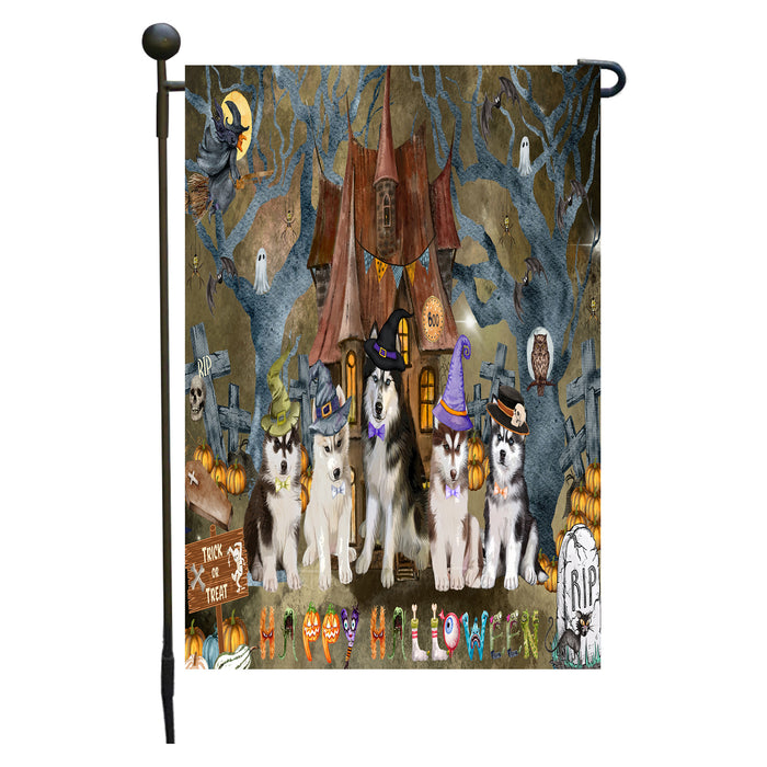 Siberian Husky Dogs Garden Flag: Explore a Variety of Designs, Personalized, Custom, Weather Resistant, Double-Sided, Outdoor Garden Halloween Yard Decor for Dog and Pet Lovers
