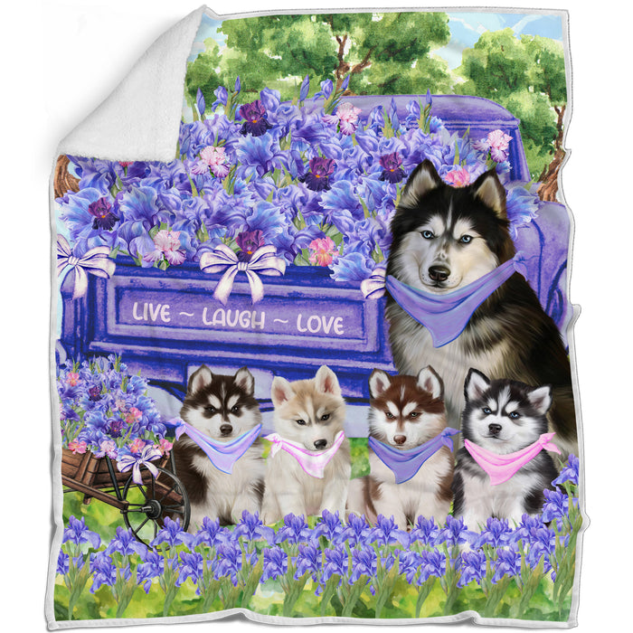 Siberian Husky Blanket: Explore a Variety of Designs, Cozy Sherpa, Fleece and Woven, Custom, Personalized, Gift for Dog and Pet Lovers