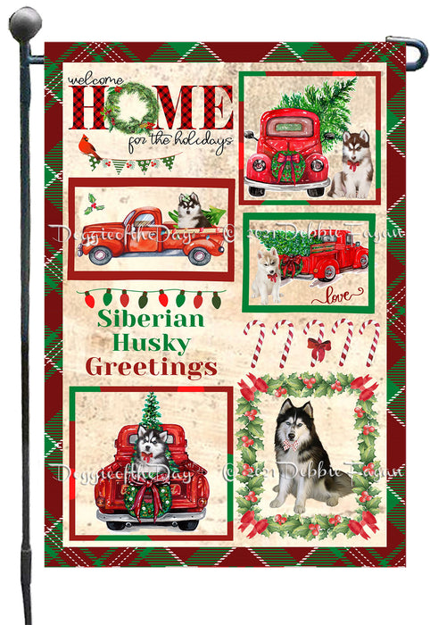 Welcome Home for Christmas Holidays Siberian Husky Dogs Garden Flag GFLG67050