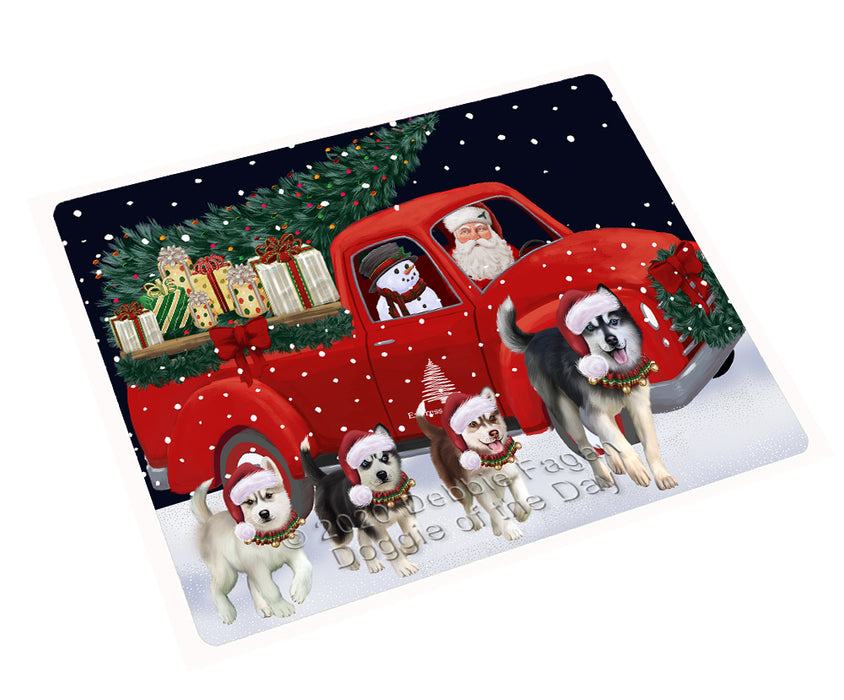 Christmas Express Delivery Red Truck Running Siberian Husky Dogs Cutting Board - Easy Grip Non-Slip Dishwasher Safe Chopping Board Vegetables C77890