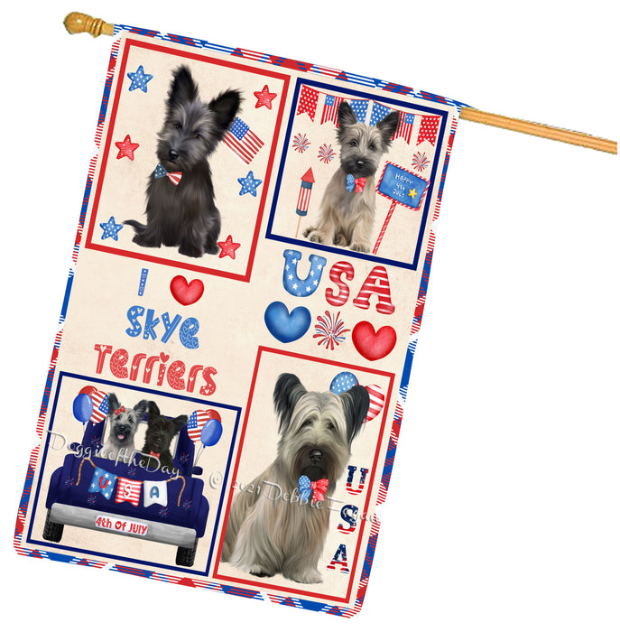 4th of July Independence Day I Love USA Skye Terrier Dogs House flag FLG67000