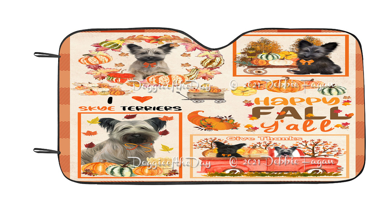 Happy Fall Y'all Pumpkin Skye Terrier Dogs Car Sun Shade Cover Curtain