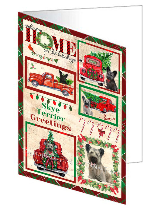 Welcome Home for Christmas Holidays Skye Terrier Dogs Handmade Artwork Assorted Pets Greeting Cards and Note Cards with Envelopes for All Occasions and Holiday Seasons GCD76304