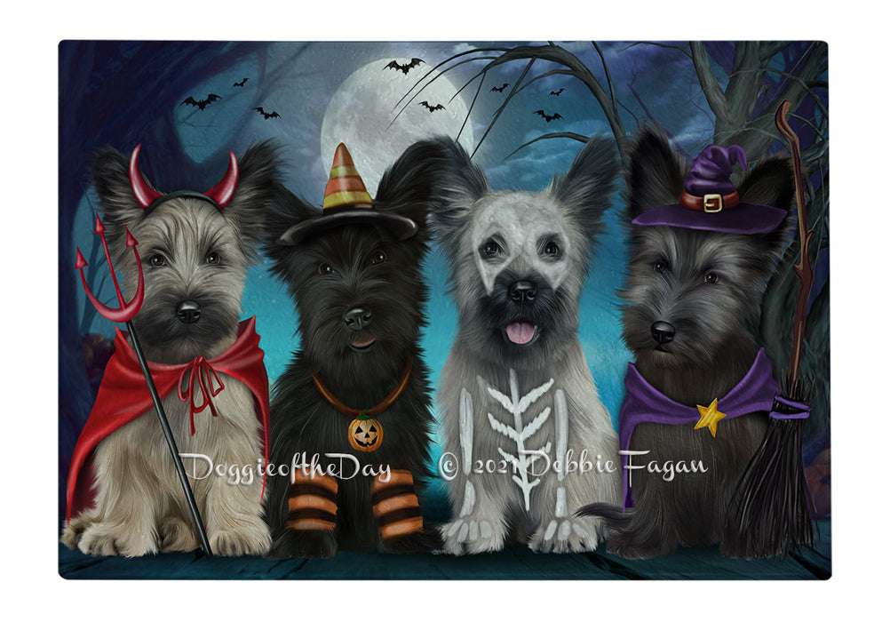 Happy Halloween Trick or Treat Skye Terrier Dogs Cutting Board - Easy Grip Non-Slip Dishwasher Safe Chopping Board Vegetables C79681