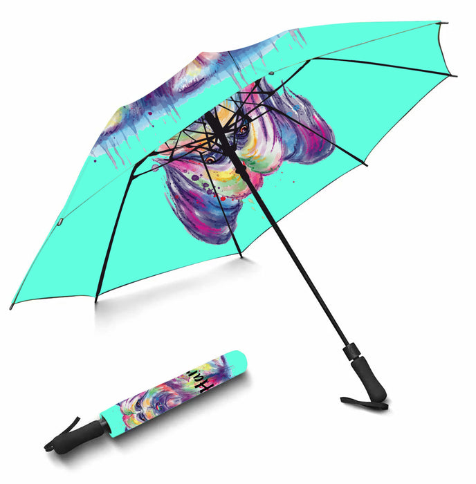 Custom Pet Name Personalized Watercolor Skye Terrier DogSemi-Automatic Foldable Umbrella