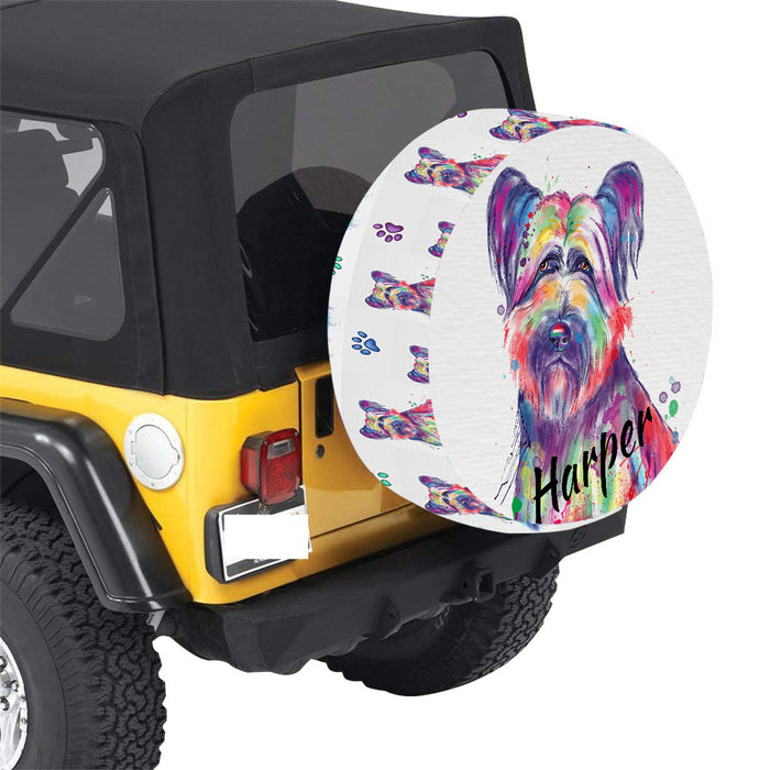 Custom Pet Name Personalized Watercolor Skye Terrier Dog Car Tire Cover