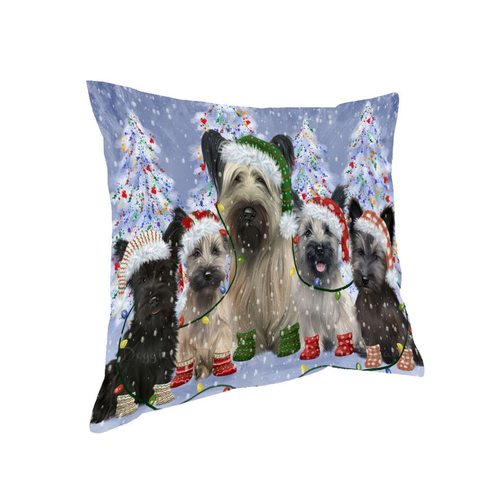 Christmas Lights and Skye Terrier Dogs Pillow with Top Quality High-Resolution Images - Ultra Soft Pet Pillows for Sleeping - Reversible & Comfort - Ideal Gift for Dog Lover - Cushion for Sofa Couch Bed - 100% Polyester