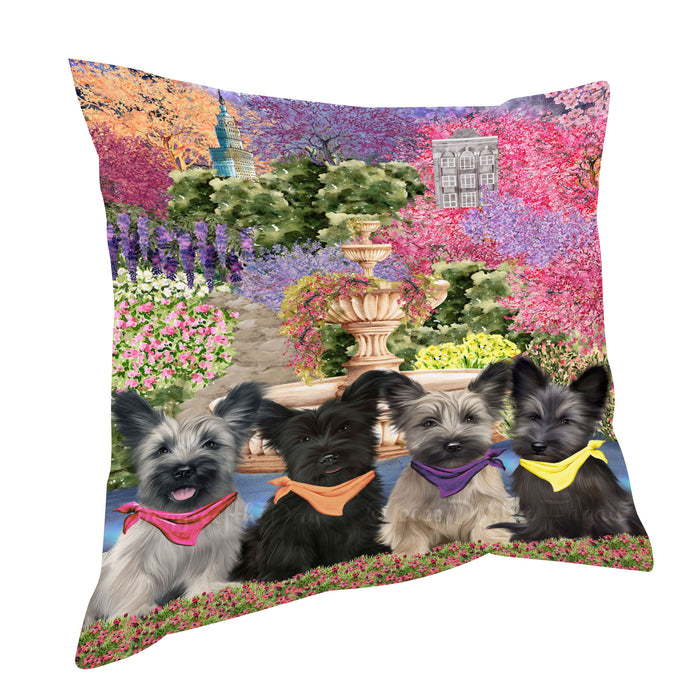 Skye Terrier Throw Pillow, Explore a Variety of Custom Designs, Personalized, Cushion for Sofa Couch Bed Pillows, Pet Gift for Dog Lovers