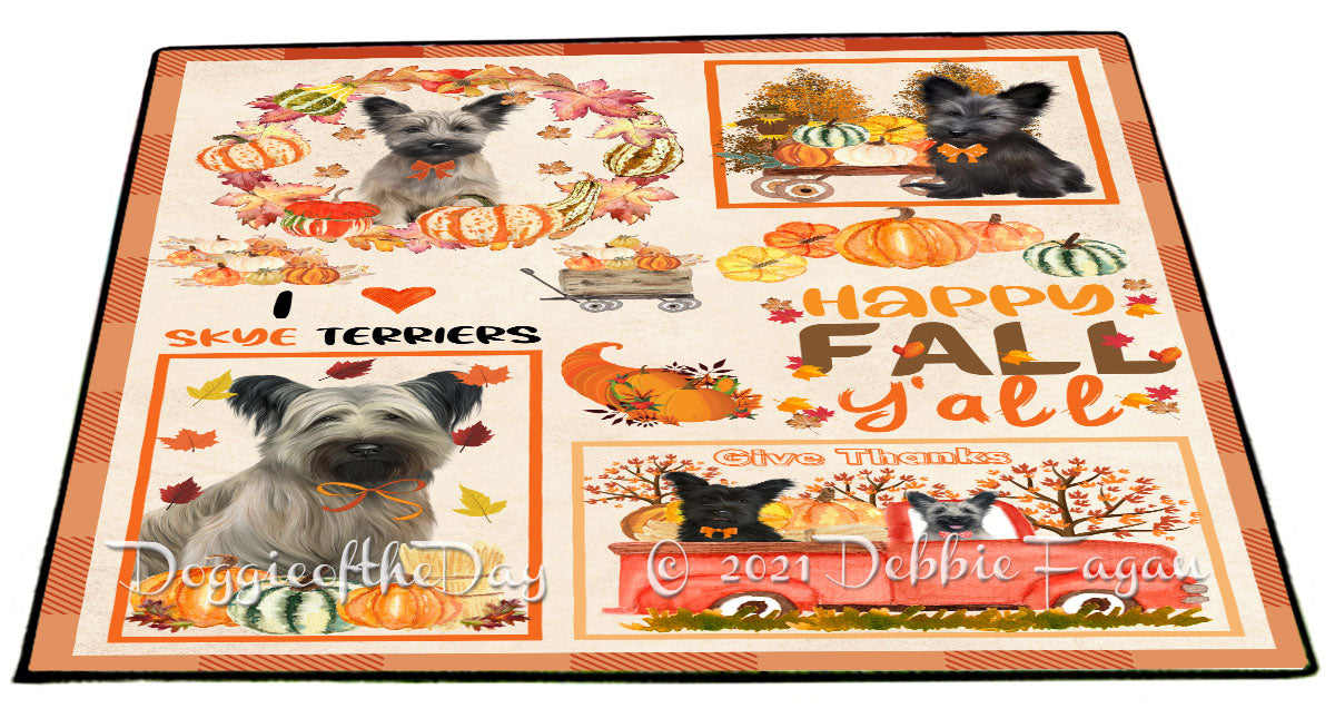 Happy Fall Y'all Pumpkin Skye Terrier Dogs Indoor/Outdoor Welcome Floormat - Premium Quality Washable Anti-Slip Doormat Rug FLMS58765
