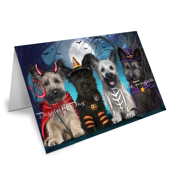 Happy Halloween Trick or Treat Skye Terrier Dogs Handmade Artwork Assorted Pets Greeting Cards and Note Cards with Envelopes for All Occasions and Holiday Seasons GCD76835