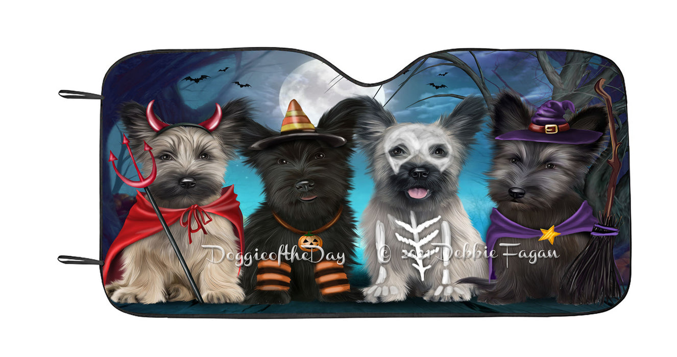 Happy Halloween Trick or Treat Skye Terrier Dogs Car Sun Shade Cover Curtain
