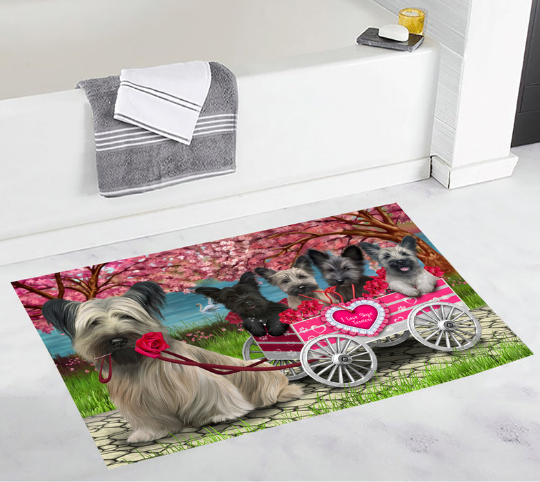 I Love Skye Terrier Dogs in a Cart Bath Mat