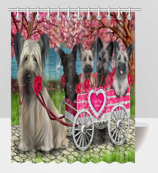 I Love Skye Terrier Dogs in a Cart Shower Curtain