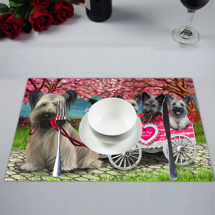 I Love Skye Terrier Dogs in a Cart Placemat