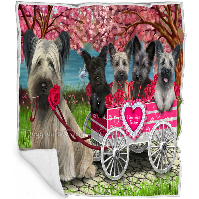 I Love Skye Terrier Dogs in a Cart Blanket BLNKT133725