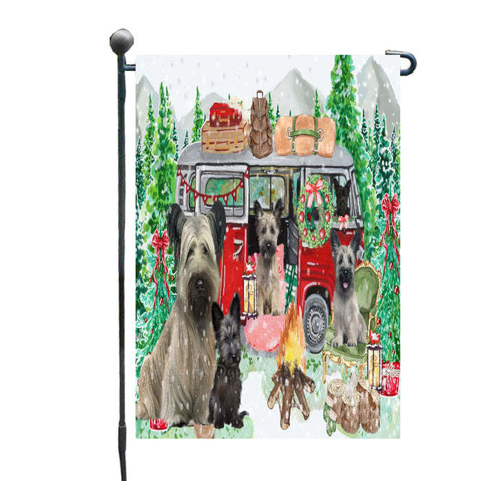 Christmas Time Camping with Skye Terrier Dogs Garden Flags- Outdoor Double Sided Garden Yard Porch Lawn Spring Decorative Vertical Home Flags 12 1/2"w x 18"h